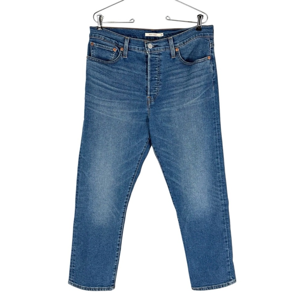 Levis Wedgie Straight Jeans Womens Size 32 Button Fly Stretch Denim 28in Inseam